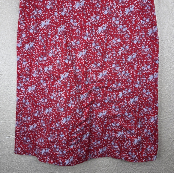 Ann Taylor Cami Floral Print  Cotton Squared Neck Dress Color Red Blue Size 10 - Picture 5 of 15